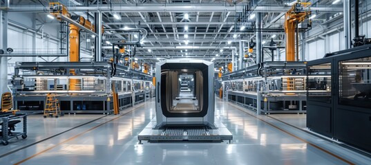 Fototapeta premium Advanced 3D Printing Facility Producing Industrial Equipment for Precision Engineering Solutions
