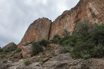 the Cilindre climbing walls of Sant Llorenç de Montgai over the Segre river, Lleida.
