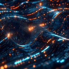 A visually striking image depicting data streams transformed into intricate patterns of encrypted symbols