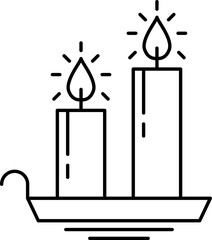 Christmas candle thin line icon vector. Christmas Candle holiday and light Outline icon. Holiday candlestick on holder outline style pictogram on white background. New Year or Christmas thin line.
