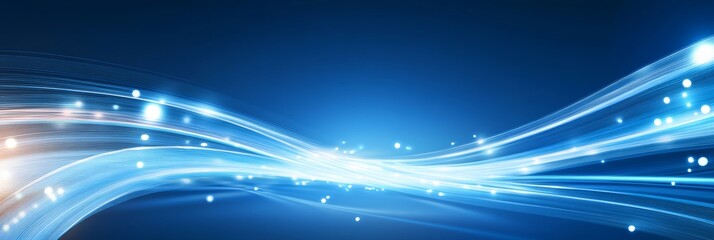 Abstract Blue Wavy Background With Light Streaks And Sparkles, Abstract Smooth Blue Wave Background.