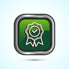 Warranty icon design, Warranty badge, Approval icon sign, Green Color Square Button Design