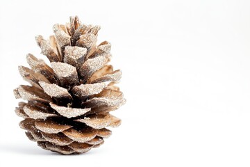 Dusted pine cone on white background.