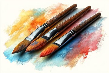 Watercolor Paint Brushes on Canvas: Artistic Tools for Creative Expression