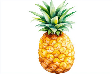 Fototapeta premium watercolor painting of a pineapple. The pineapple is the main focus of the painting, and it is depicted in a very realistic and detailed manner. The painting has a warm and inviting mood
