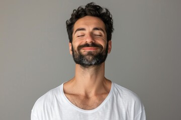 Obraz premium Man finds balance and harmony through yoga and meditation.