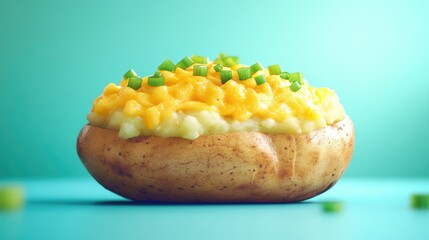 Cheesy twice baked potato topped with fresh chopped scallions perfect side dish for any meal