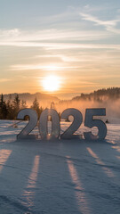 Serene Winter Sunset Welcoming the Year 2025