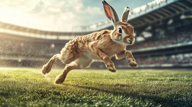 Speedy jackrabbit in motion, isolated against a clean background, capturing the essence of fast movement and agility. Conceptual image of a hare running or jumping