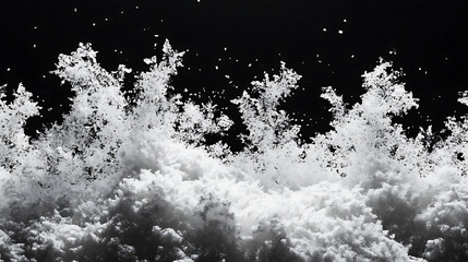 3D illustration, heavy snowfall on black background
