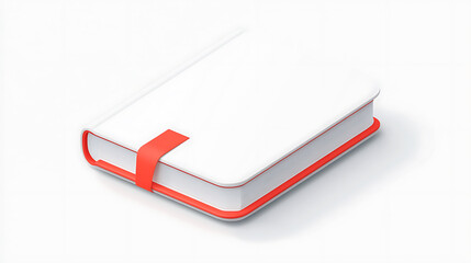 3d book icon with red bookmark in realistic style, hardcover book, the concept of learning or gaining knowledge, vector illustration isolated on white background