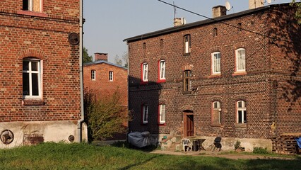 Historic red brick buildings, Upper Silesia, Bytom, Kolonia Zgorzelec, Poland.