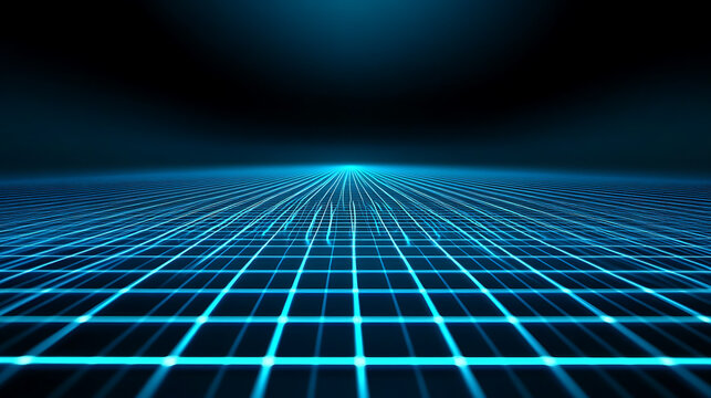 3d illustration, Holographic Tron Grid Floor Motion Graphic Element