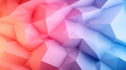 Naklejka premium Abstract 3D geometric polygonal shapes in gradient red, pink, and blue colors. Modern digital background