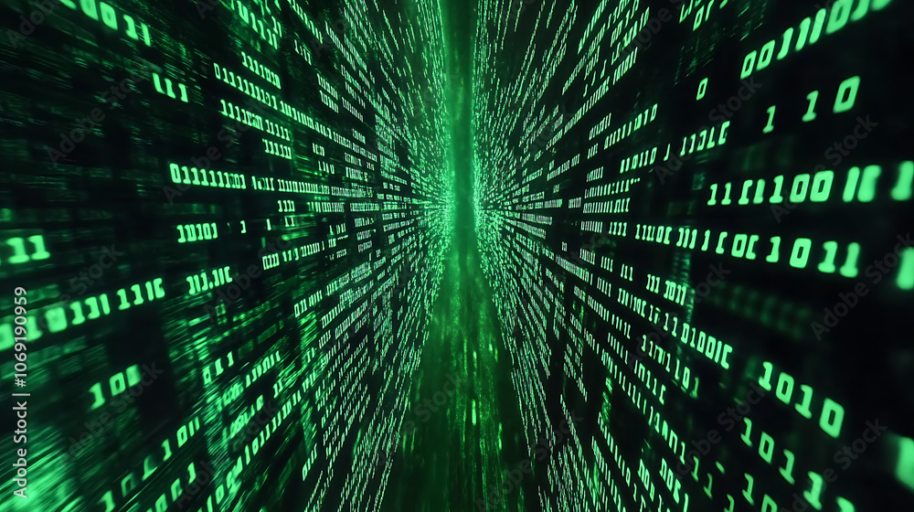 Poster 4K, Hacker code running down a computer screen terminal