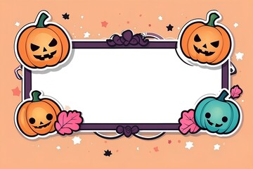 playful halloween banner with pumpkins, bats, colorful candy, and a festive background for a spooky celebration