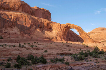 Fototapeta premium Corona Arch near Moab, Utah. The Corona Arch is a natural sandstone arch near Moab, Utah, in a side canyon of the Colorado River west of Moab in Grand County, Utah. USA.