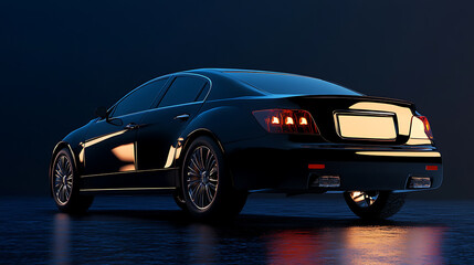 Back view of a generic and brandless modern car on a white background