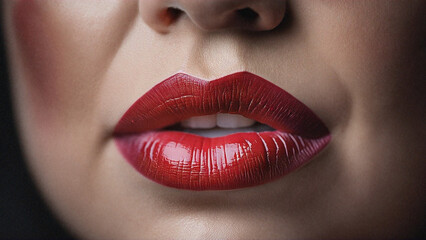 Close-up of a woman's lips showcasing bold lipstick shade and glossy finish