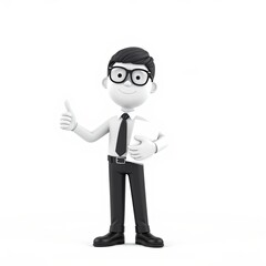 Obraz premium 3D Business-Casual Stick Figure Job Seeker Motivational Pose with Copy Space