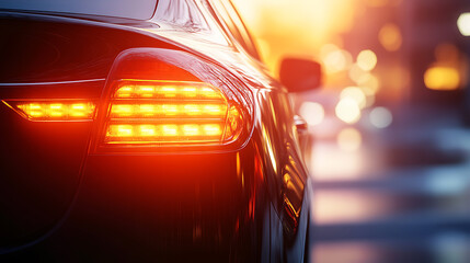 Close up of a backlight of a generic and unbranded car, 3D illustration