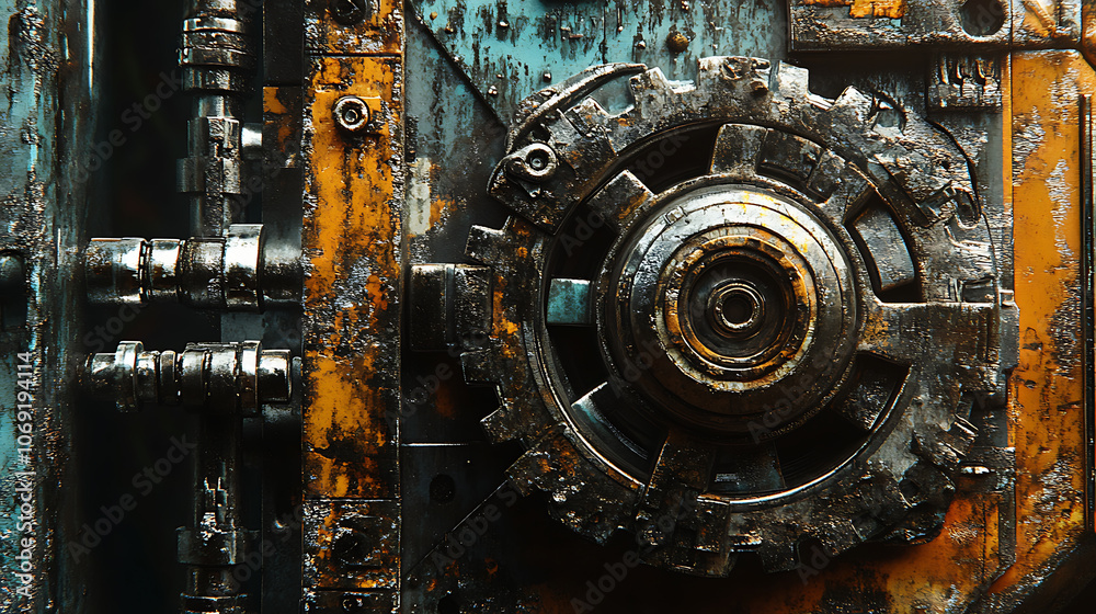 Poster close up oh gears of an engine