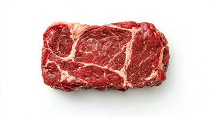 Fototapeta premium A raw cut of beef steak displayed on a white background.