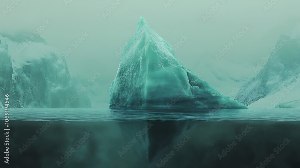 Aufkleber Concept of an iceberg with only the tip visible above the water, symbolizing the hidden and unseen aspects that lie beneath the surface