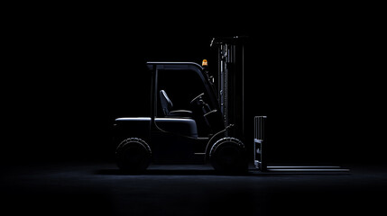 Forklift on a black background