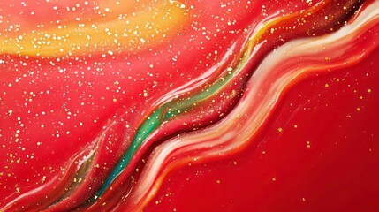 Obraz premium Abstract swirling colors with glitter, resembling a cosmic or fluid landscape.