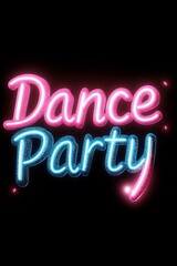 Colorful dance party text with disco ball design for vibrant nightlife and celebration themes