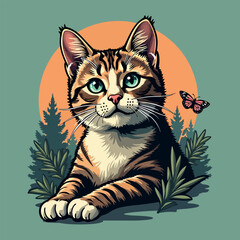 vintage retro cat t shirt design