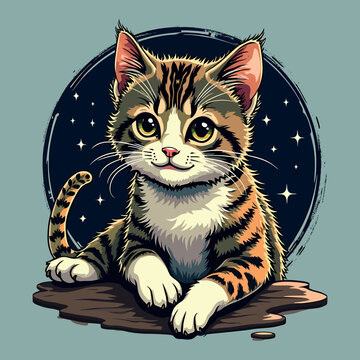 recommend clip art: vintage retro cat t shirt design
