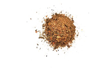 Portion of aromatic spices on a bright background.