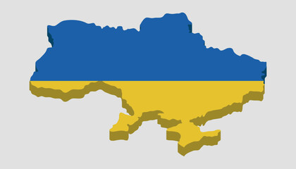Obraz premium 3D map of Ukraine. Vector on a gray background
