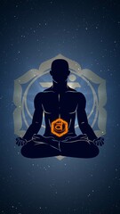 Svadhishthana chakra with meditation human in lotus pose