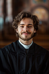 Fototapeta premium A male priest is in a Christian church.
