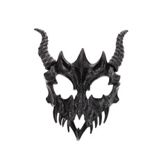 mask and red devil horns isolated on white background