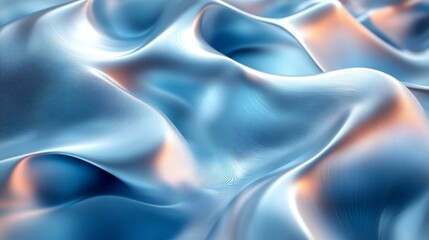 Obraz premium Abstract flowing silk in soft blue and light orange tones