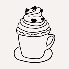 Cup, Hot Cocoa, Eggnog-2. Christmas hand drawn whimsical line art icons 2