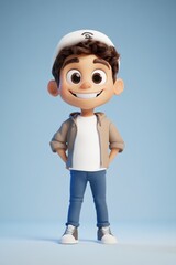 Cheerful animated character in casual outfit