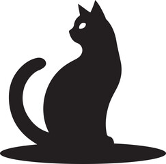 Cat silhouette icon design vector art illustration on a white background