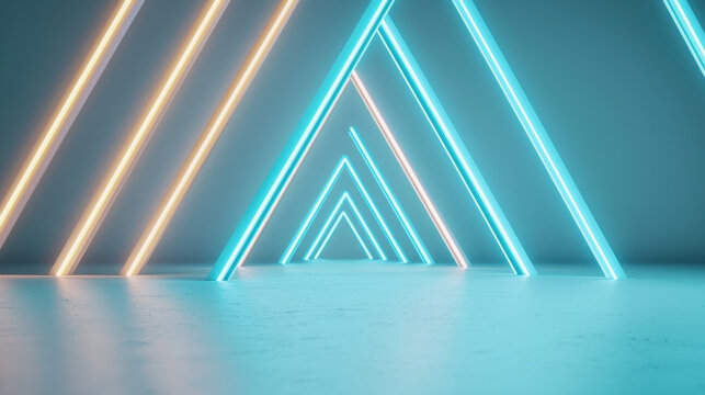 hyper connected urban landscape featuring neon blue and orange light beams creating futuristic atmosphere. geometric lines form captivating visual experience