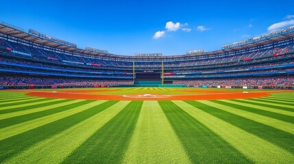 Obraz premium Explore the vibrant atmosphere of a baseball stadium on game day