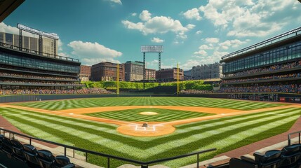 Fototapeta premium Discover the thrill of baseball in a stunning stadium setting