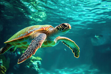 Fototapeta premium sea turtle swimming