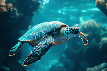 Fototapeta premium sea turtle swimming