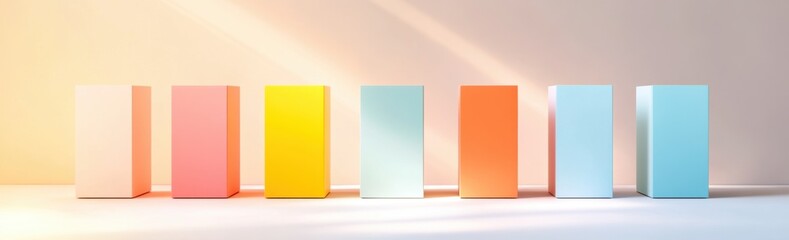 Vibrant geometric shapes in pastel colors