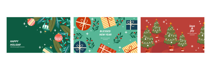 Festive Christmas Cards Illustrations. Perfect for spreading joy and happiness during the holiday season