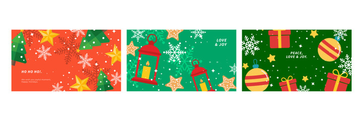 Festive Christmas Illustrations with Holiday Messages and Decorations